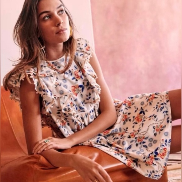 Sezane Alexane Blue Floral Mini NWT SZ 34/US 2 - Picture 2 of 5